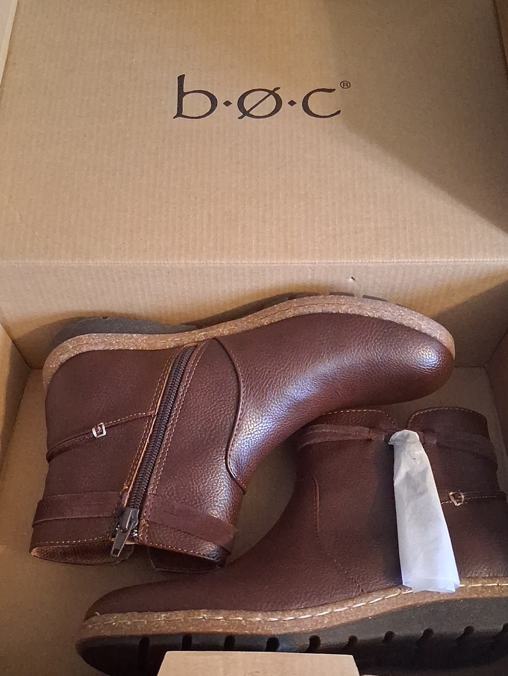 b.o.c. Men's Dark Brown Leather Side-Zip Ankle Boots